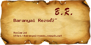 Baranyai Rezső névjegykártya